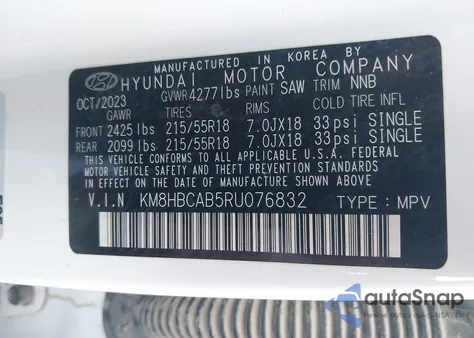 2024 Hyundai Kona Sel z USA, uszkodzony, nr VIN KM8HBCAB5RU076832